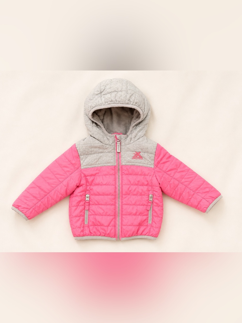 ZeroXposur Quilted Hooded Jacket in Pink and Gray